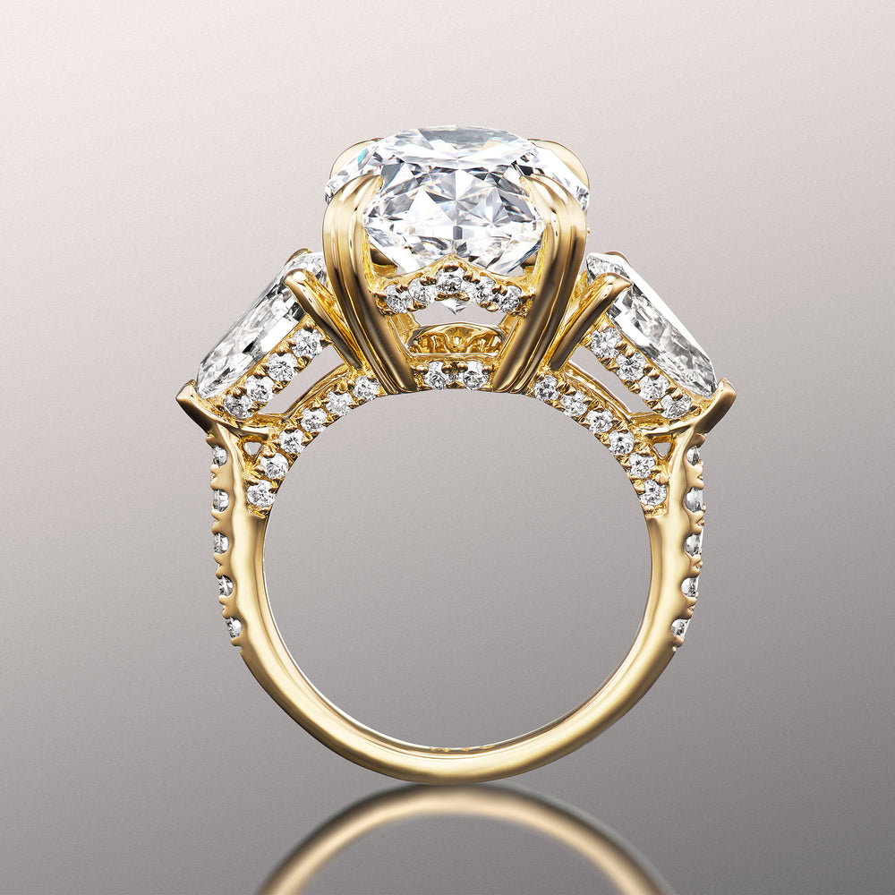 The Matisse Ring with Oval Cut Diamond in 14KT Yellow Gold view 4
