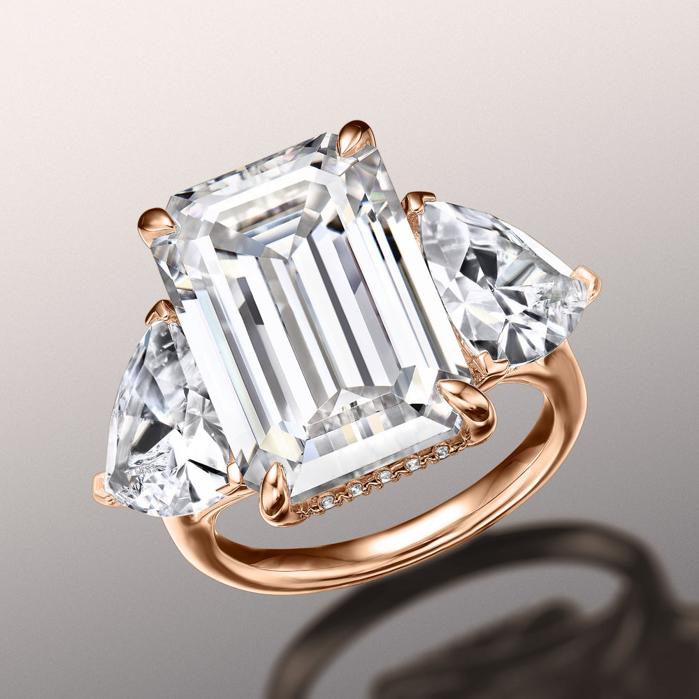 Emerald Cut The Michelangelo Ring with Lab Grown Diamond in 14KT Rose Gold view 3
