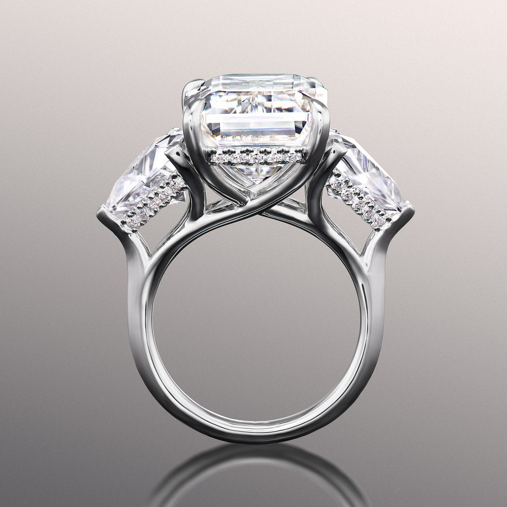 Emerald Cut The Michelangelo Ring with Lab Grown Diamond in 14KT White Gold view 4
