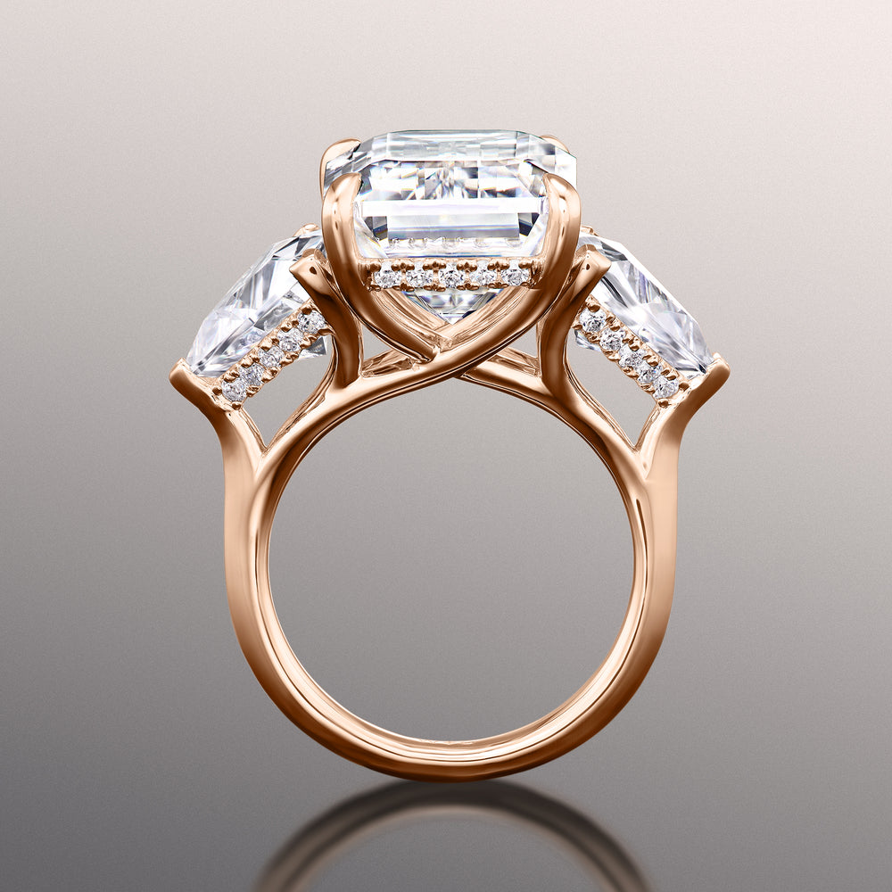 Emerald Cut The Michelangelo Ring with Lab Grown Diamond in 14KT Rose Gold view 4
