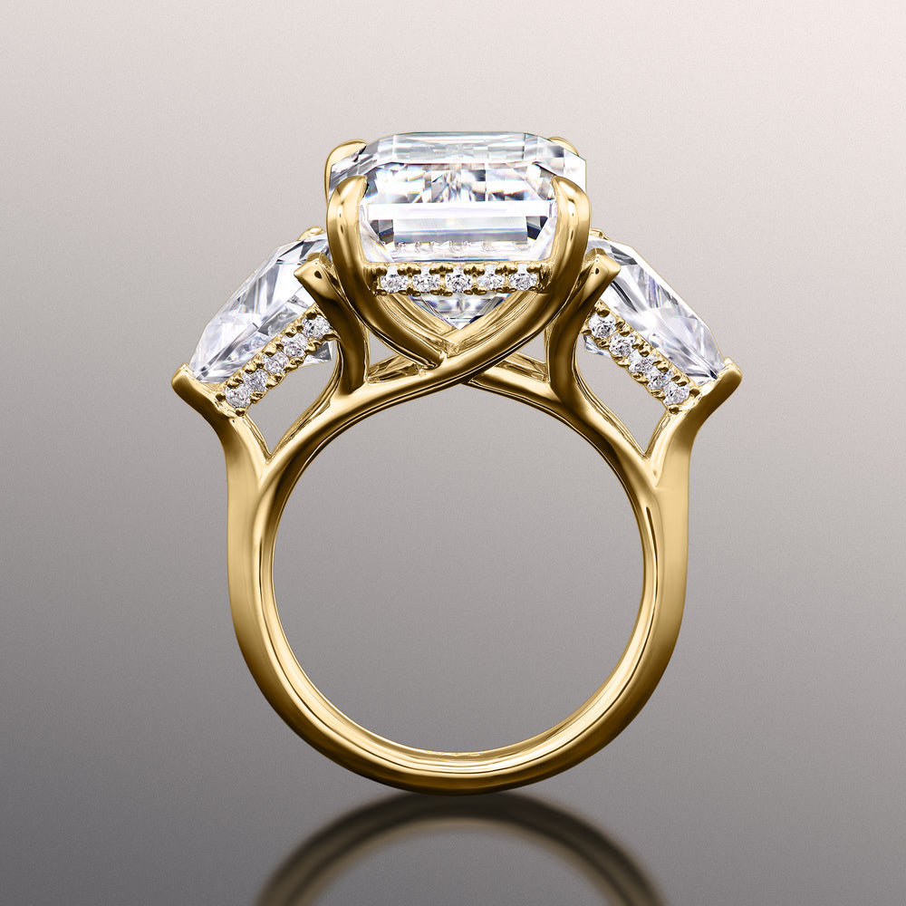 Emerald Cut The Michelangelo Ring with Lab Grown Diamond in 14KT Yellow Gold view 4
