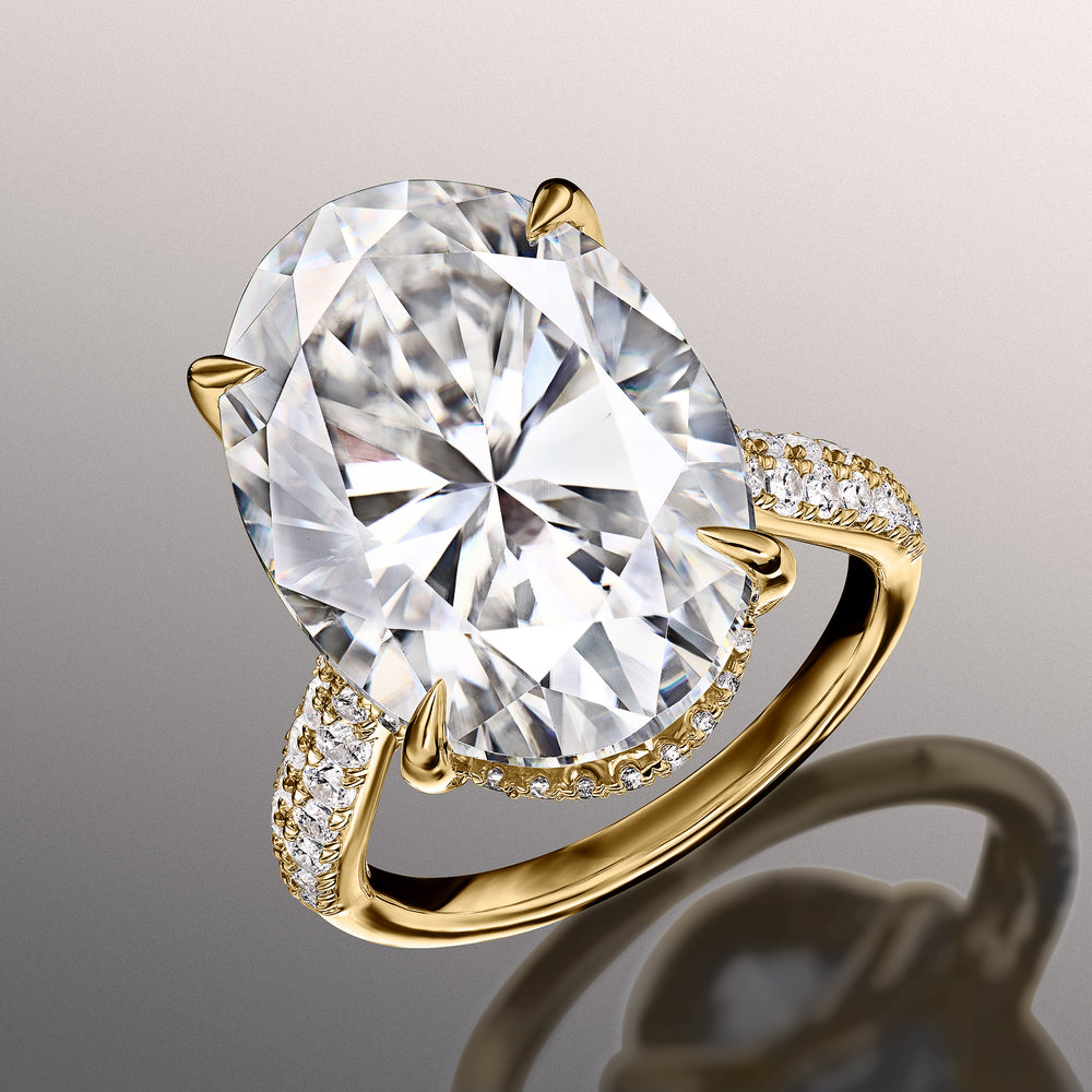 Oval Cut The Haring Ring with Lab Grown Diamond in 14KT Yellow Gold view 3
