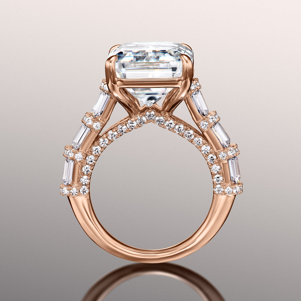 Emerald Cut The Magritte Ring with Lab Grown Diamond in 14KT Rose Gold view 4
