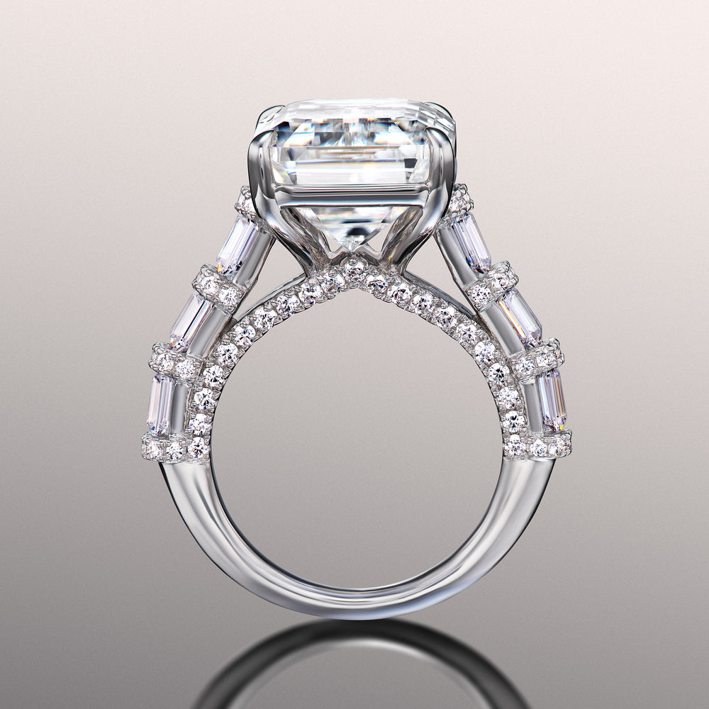 Emerald Cut The Magritte Ring with Lab Grown Diamond in 14KT White Gold view 4
