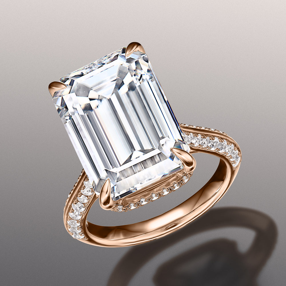 Emerald Cut The Picasso Ring with Lab Grown Diamond in 14KT Rose Gold view 3
