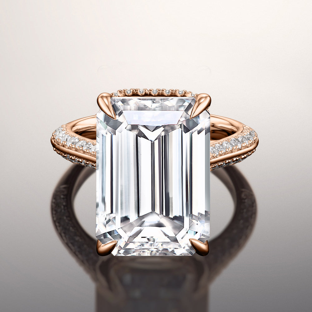 The Picasso Ring with Emerald Cut Diamond in 14KT Rose Gold view 1
