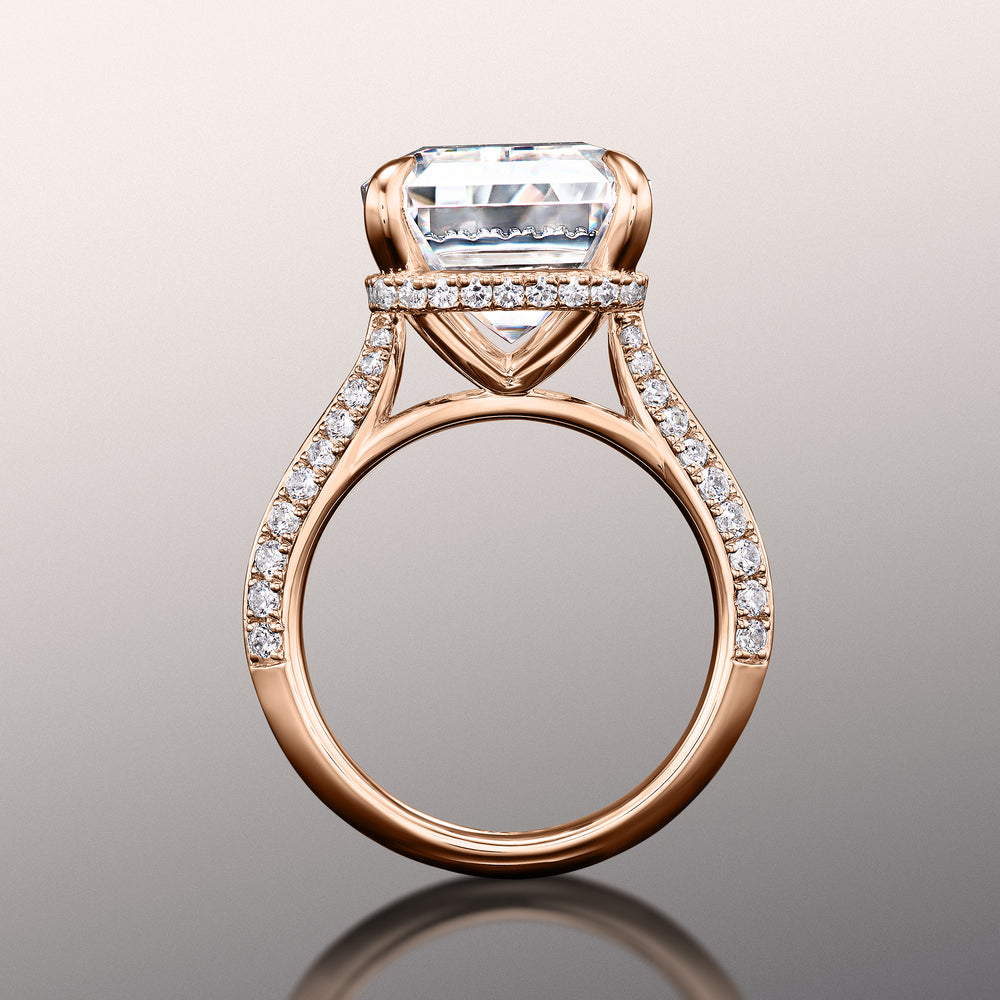 The Picasso Ring with Emerald Cut Diamond in 14KT Rose Gold view 4
