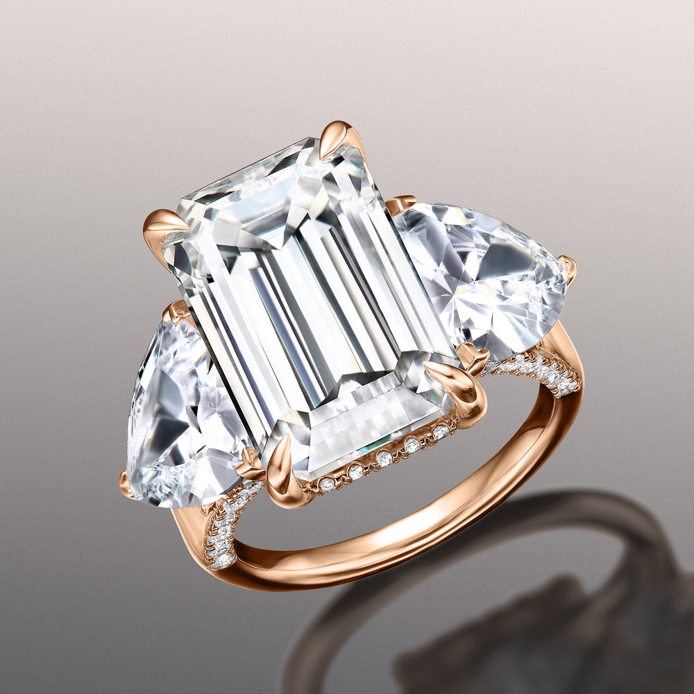 Emerald Cut The Bierstadt Ring with Lab Grown Diamond in 14KT Rose Gold view 3
