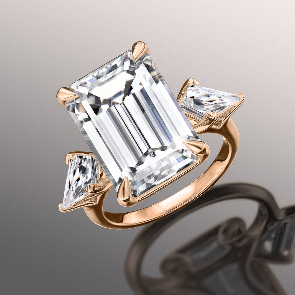 Emerald Cut The Miró Ring with Lab Grown Diamond in 14KT Rose Gold view 3
