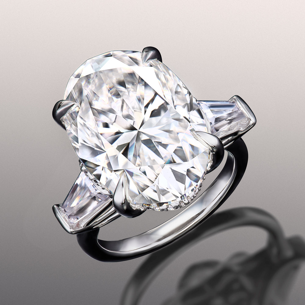 Oval Cut The Munch Ring with Lab Grown Diamond in 14KT White Gold view 3
