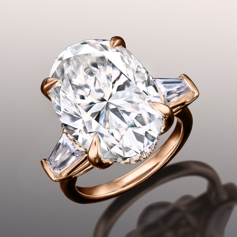 Oval Cut The Munch Ring with Lab Grown Diamond in 14KT Rose Gold view 3
