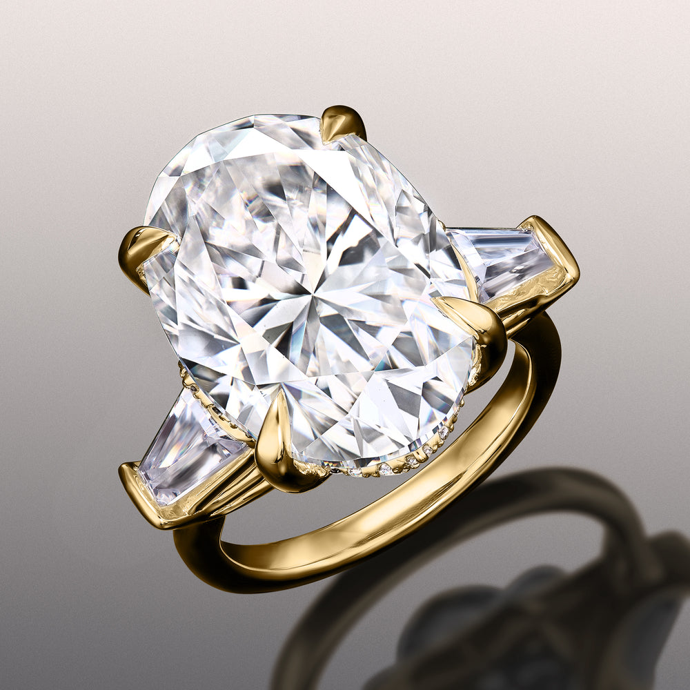 Oval Cut The Munch Ring with Lab Grown Diamond in 14KT Yellow Gold view 3
