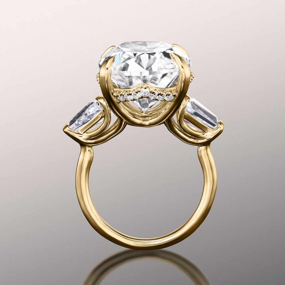 Oval Cut The Munch Ring with Lab Grown Diamond in 14KT Yellow Gold view 4
