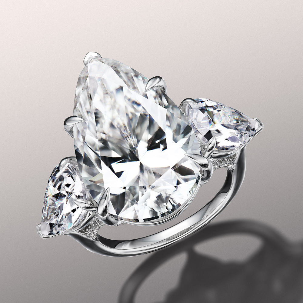 Pear Cut The da Vinci Ring with Lab Grown Diamond in 14KT White Gold view 3
