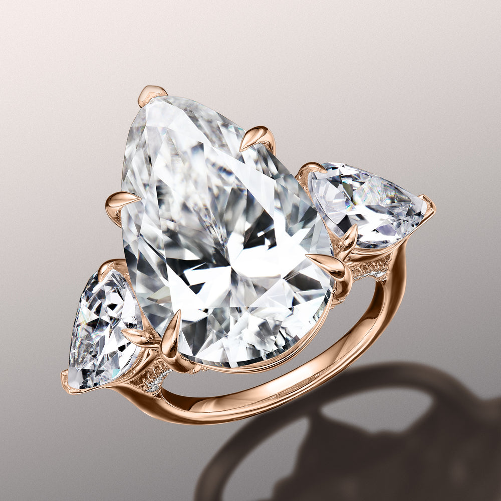 Pear Cut The da Vinci Ring with Lab Grown Diamond in 14KT Rose Gold view 3
