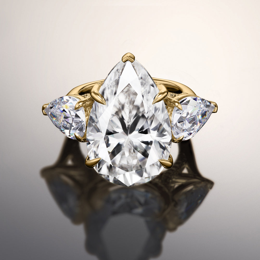 Pear Cut The da Vinci Ring with Lab Grown Diamond in 14KT Yellow Gold view 1

