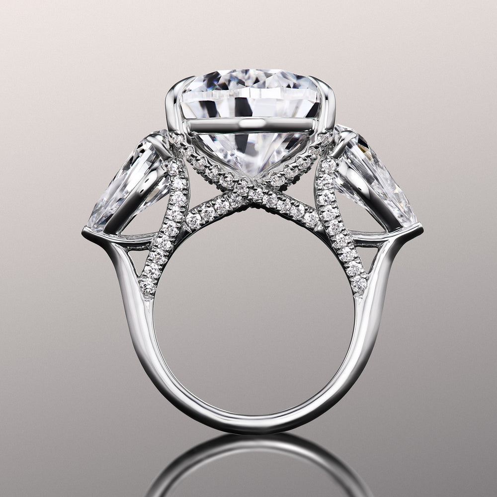Pear Cut The da Vinci Ring with Lab Grown Diamond in 14KT White Gold view 4

