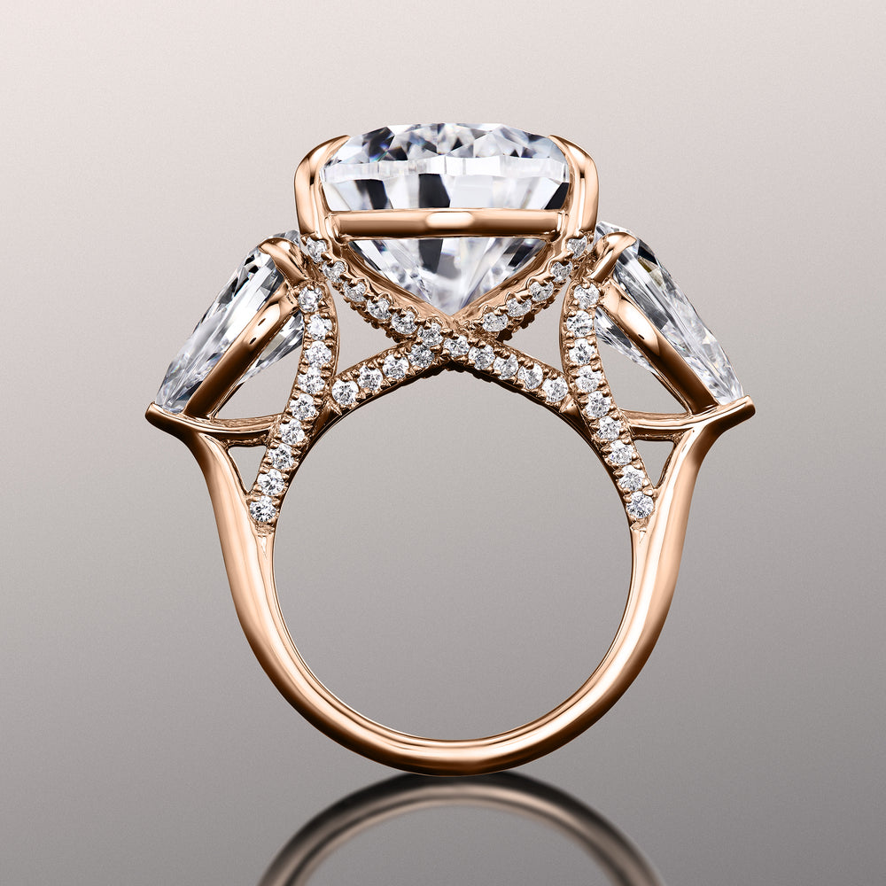 Pear Cut The da Vinci Ring with Lab Grown Diamond in 14KT Rose Gold view 4
