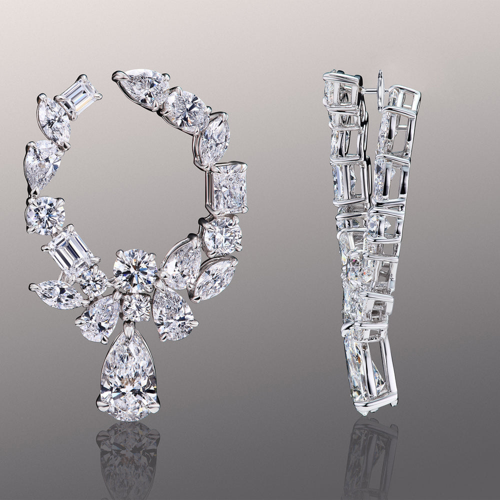 The Raphael Earrings with 18KT White Gold / Lab / 32 1/2 Cut Diamond in 14KT White Gold / Lab / 32 1/2 view 3
