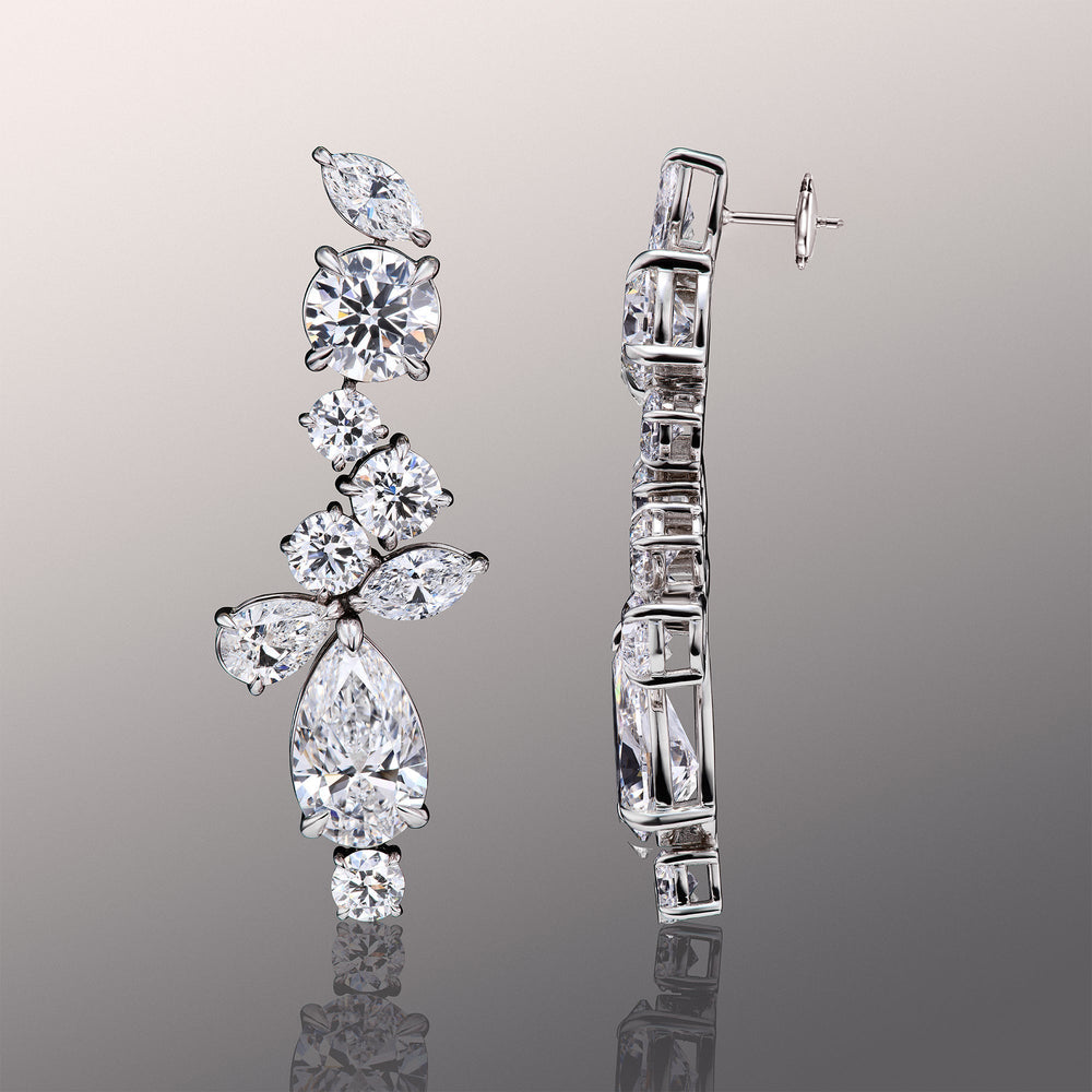 The Gauguin Earrings with 18KT White Gold / Lab / 26 Cut Diamond in 14KT White Gold / Lab / 26 view 3
