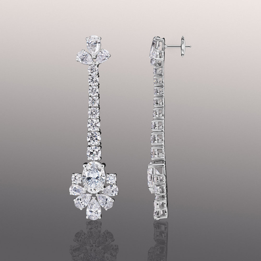 The Seurat Earrings with 18KT White Gold / Lab / 27 1/8 Cut Diamond in 14KT White Gold / Lab / 27 1/8 view 3

