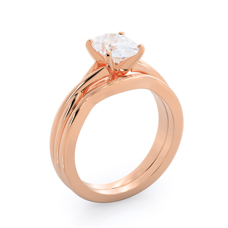 Oval Cut Fine Cathedral Twist Diamond Engagement Ring with Lab Grown Diamond in 14KT Rose Gold view 7
