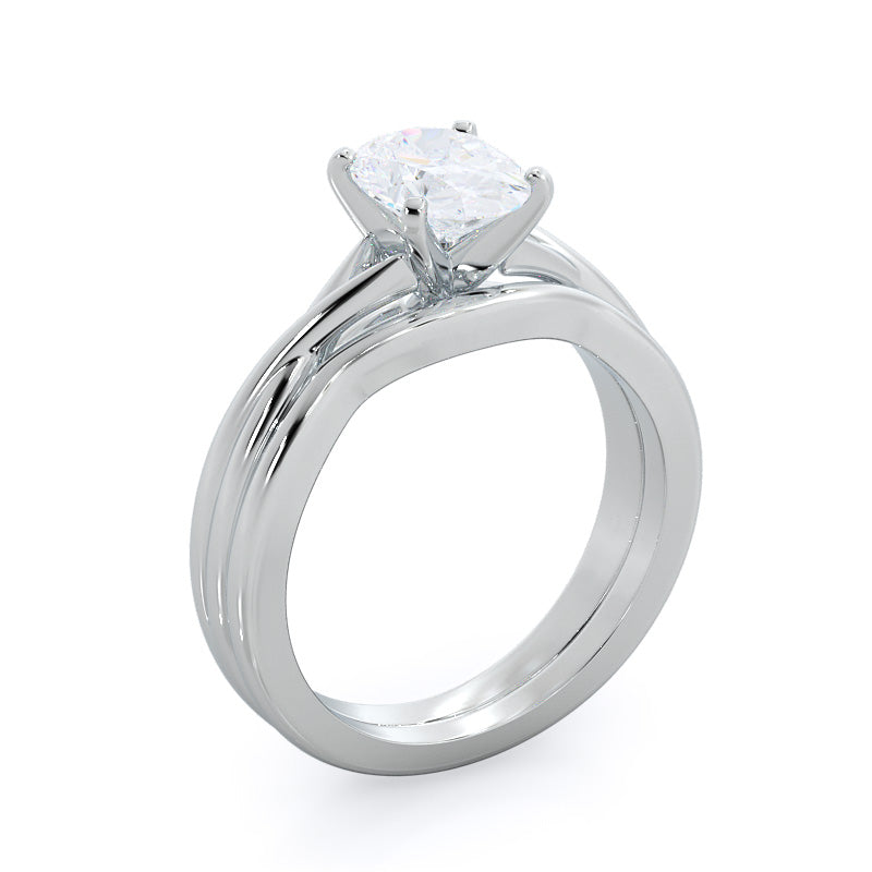 Oval Cut Fine Cathedral Twist Diamond Engagement Ring with Lab Grown Diamond in 14KT Rose Gold view 5
