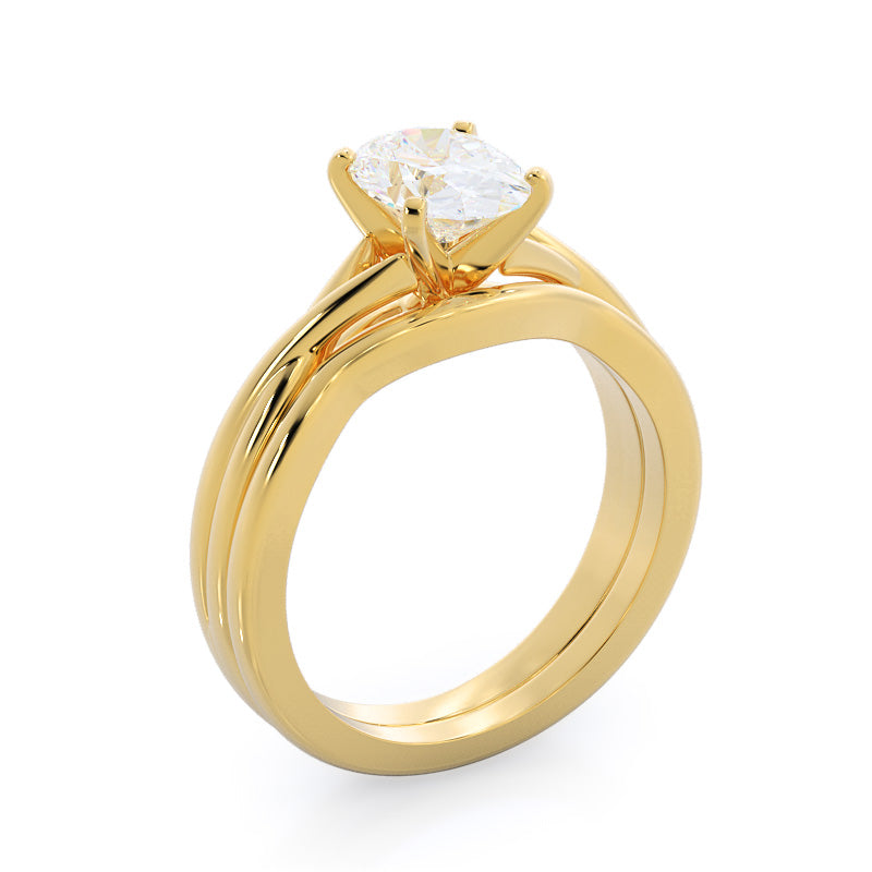 Oval Cut Fine Cathedral Twist Diamond Engagement Ring with Lab Grown Diamond in 14KT Rose Gold view 6
