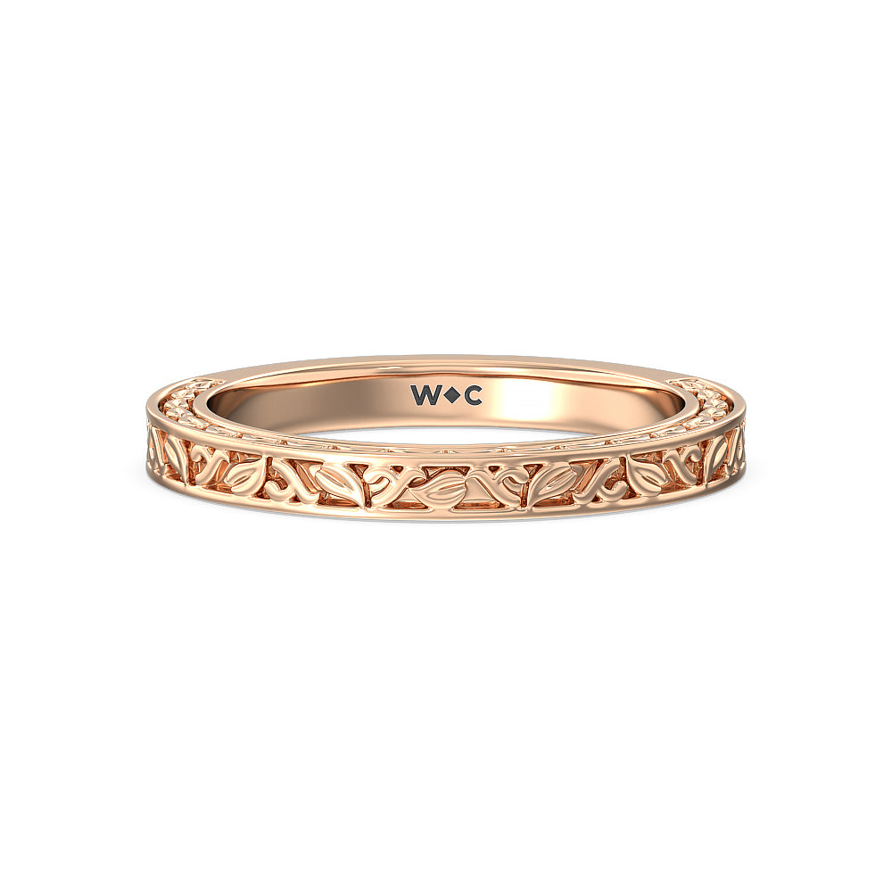 The Seraphine Celtic Wedding Band with 18KT Rose Gold Cut Diamond in 14KT Rose Gold view 2
