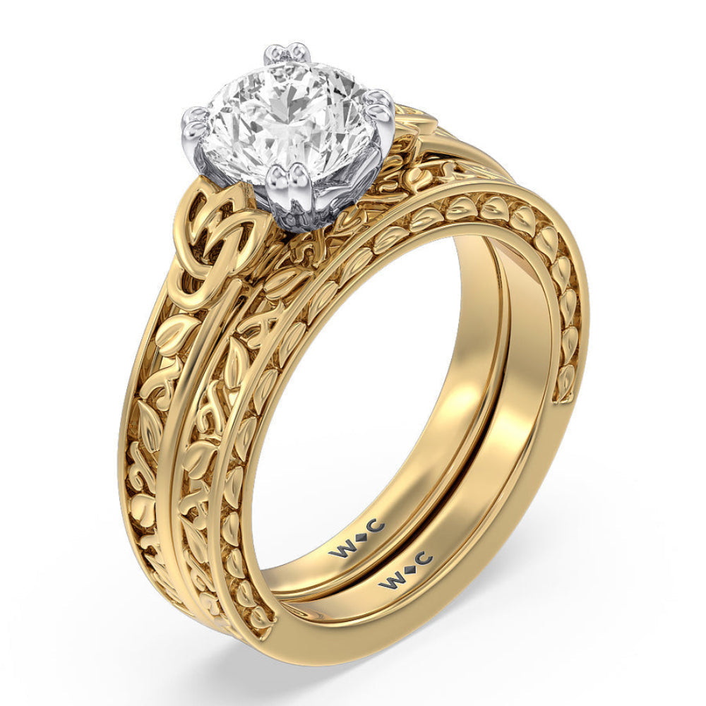 Elongated Cushion Cut The Seraphine Celtic Ring with Lab Grown Diamond in 14KT White & Yellow Gold view 5
