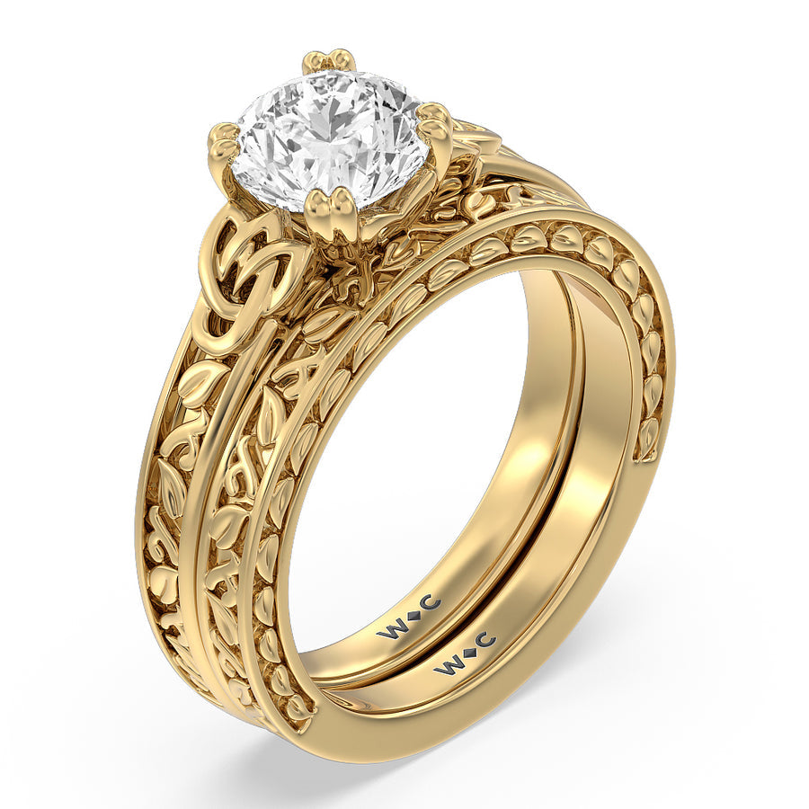 Emerald Cut Vintage Celtic Engraved Engagement Ring (E+ VVS+) with Lab Grown Diamond in 14KT Rose Gold view 6
