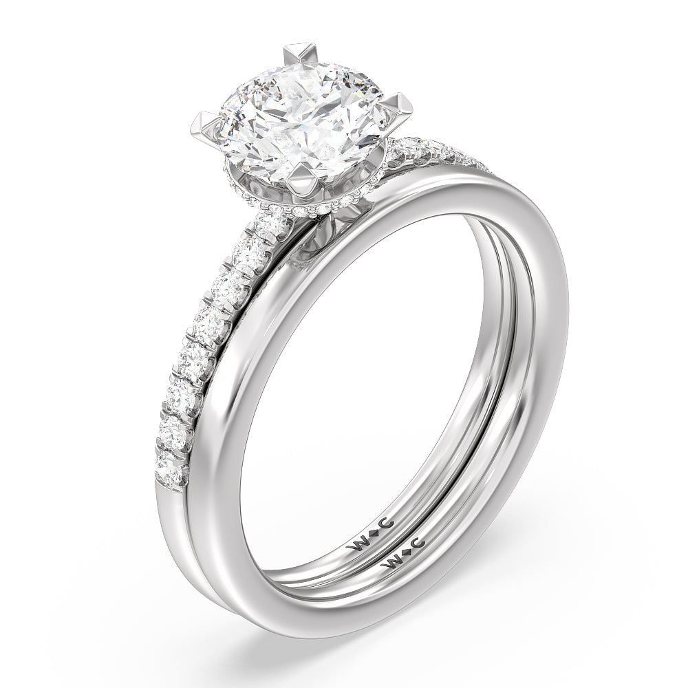 Fine Petite Pave Hidden Halo Engagement Ring with Oval Cut Diamond in 14KT Rose Gold view 4
