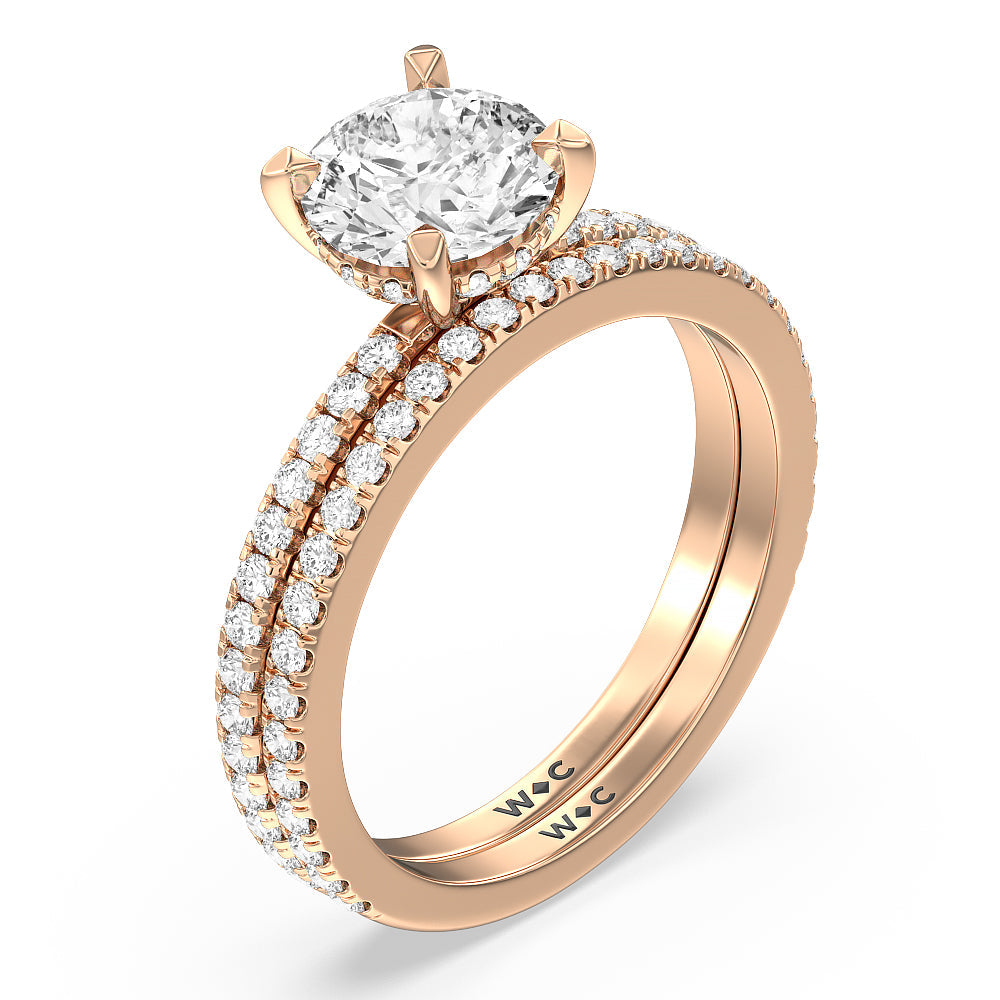 Classic Hidden Halo Engagement Ring with Radiant Cut Diamond in 14KT Rose Gold view 5
