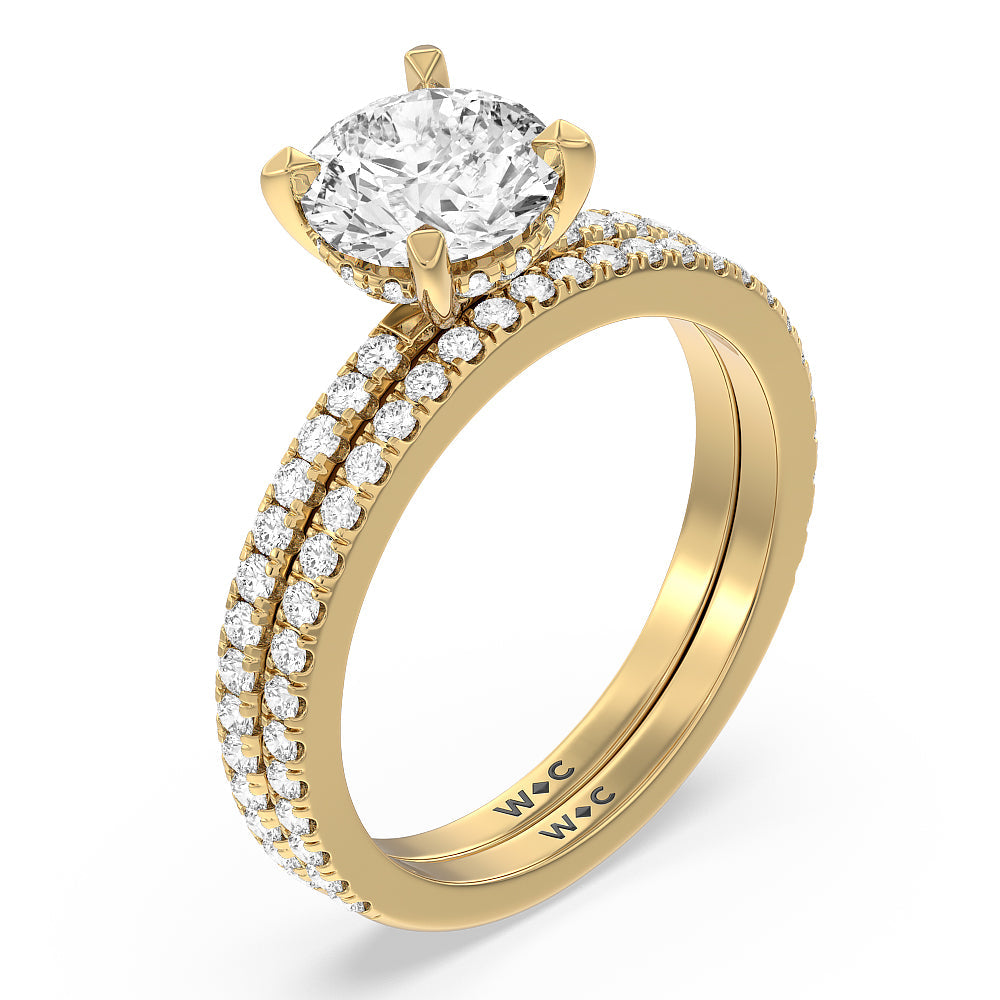 Classic Hidden Halo Engagement Ring with Round Cut Diamond in 14KT Yellow Gold view 5
