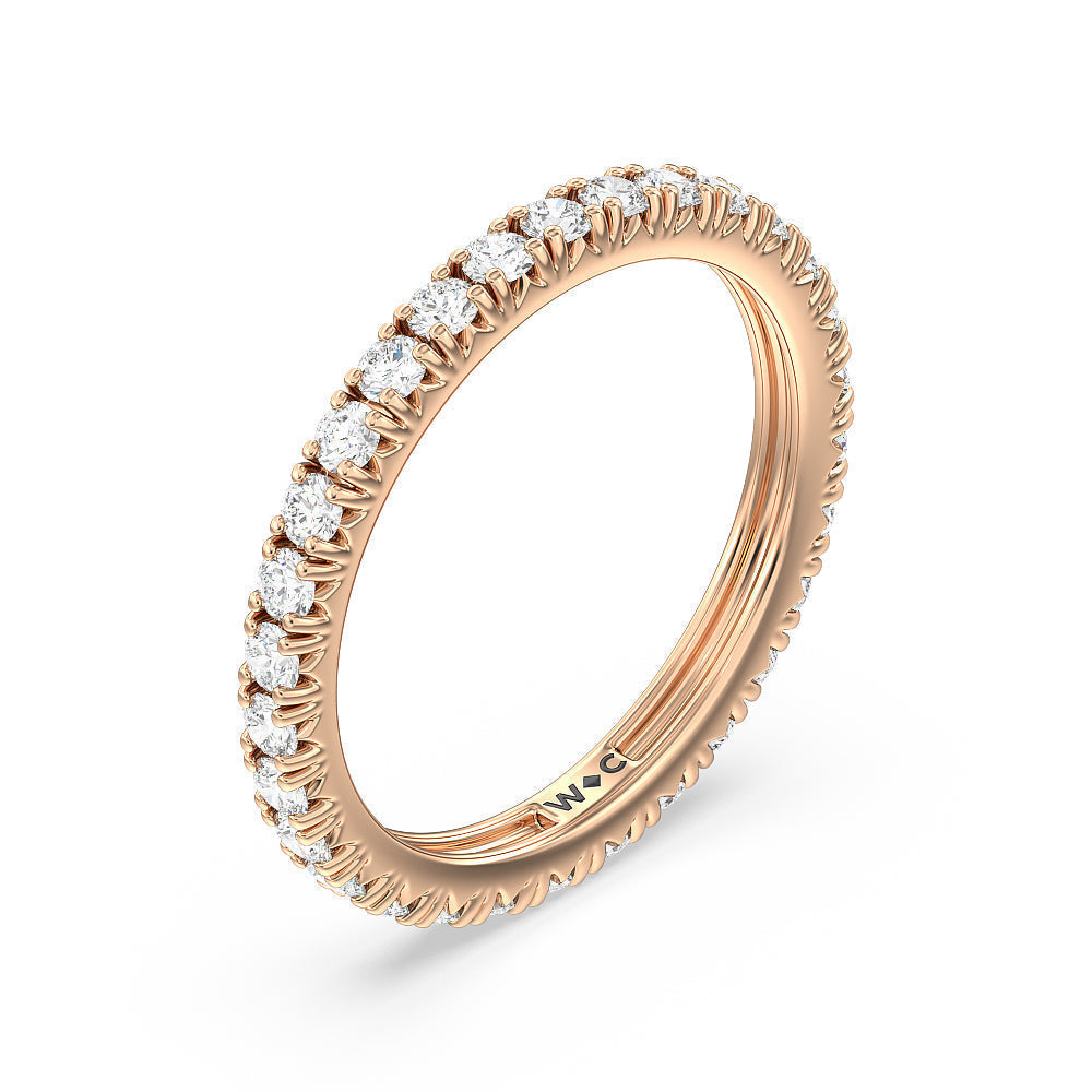 Four-Claw Diamond Eternity Ring (E+ VS+) with 18KT Rose Gold / Lab / 1 Cut Diamond in 14KT Rose Gold / Lab / 1 view 3
