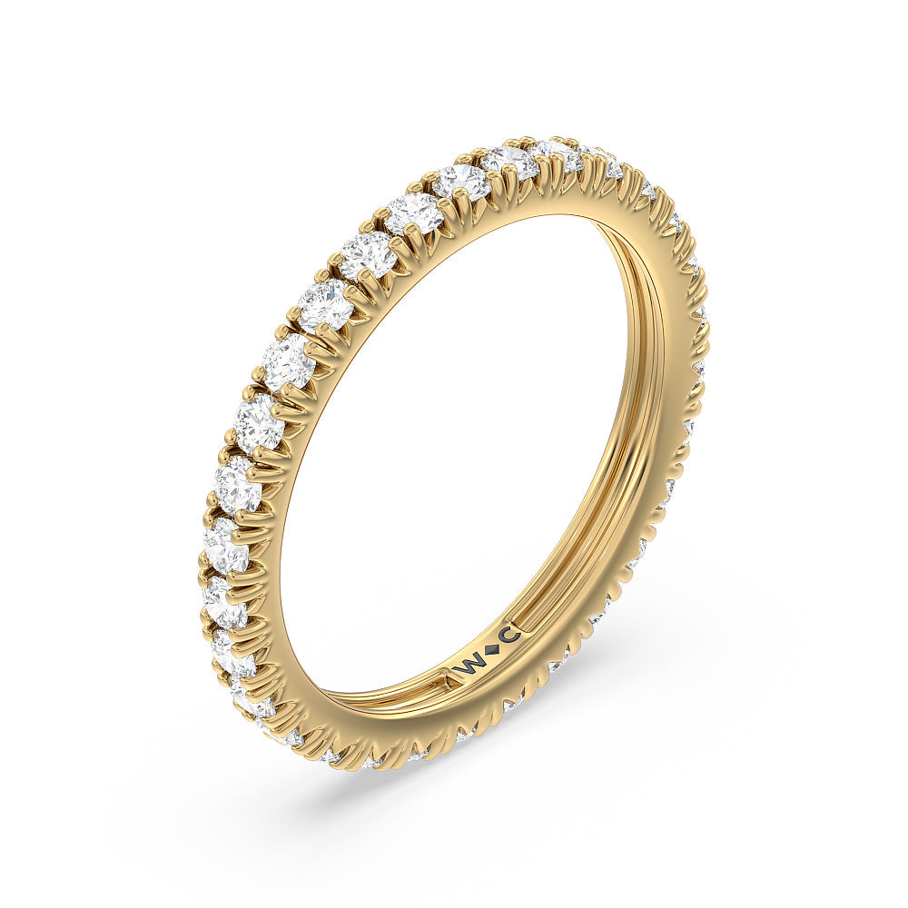 Four-Claw Diamond Eternity Ring (E+ VS+) with 18KT Yellow Gold / Lab / 1 Cut Diamond in 14KT Yellow Gold / Lab / 1 view 3
