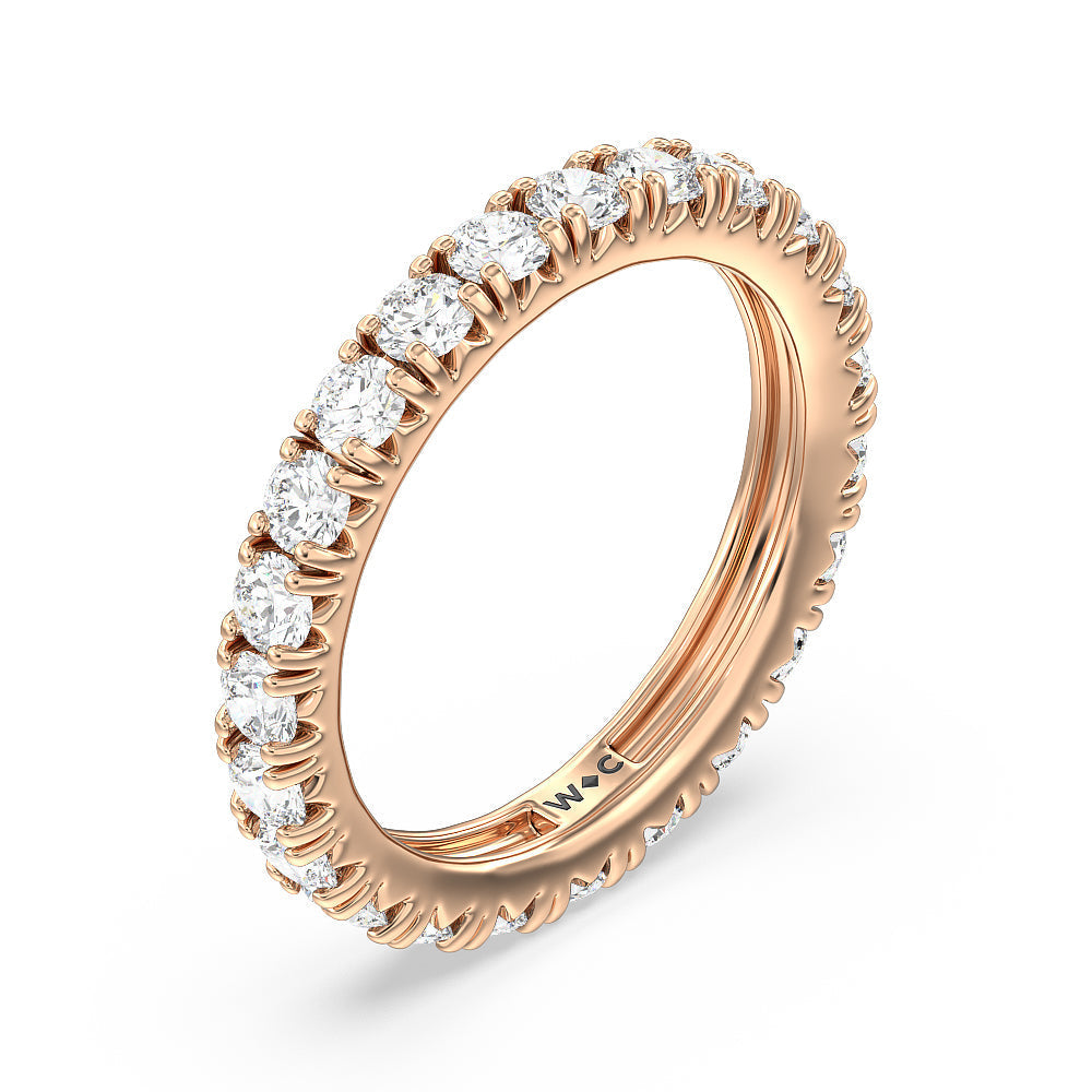 Four-Claw Diamond Eternity Ring (E+ VS+) with 18KT Rose Gold / Lab / 2 Cut Diamond in 14KT Rose Gold / Lab / 2 view 3

