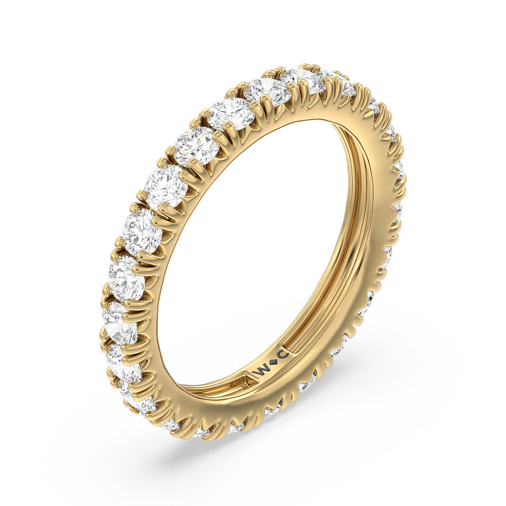 Four-Claw Diamond Eternity Ring (E+ VS+) with 18KT Yellow Gold / Lab / 2 Cut Diamond in 14KT Yellow Gold / Lab / 2 view 3
