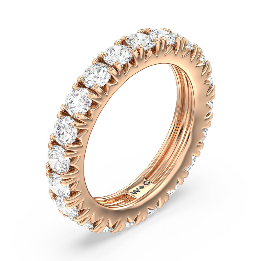 Four-Claw Diamond Eternity Ring (E+ VS+) with 18KT Rose Gold / Lab / 3 1/5 Cut Diamond in 14KT Rose Gold / Lab / 3 1/5 view 3
