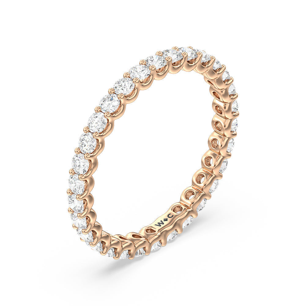 Shared Prong Wave Lab Diamond Eternity Ring (F/G SI+) with 18KT Rose Gold / Natural / 1 Cut Diamond in 14KT Rose Gold / Natural / 1 view 3
