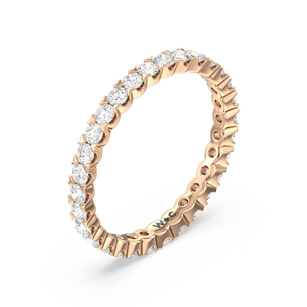 Chevron Diamond Eternity Ring with 18KT Rose Gold / Natural / 1 Cut Diamond in 14KT Rose Gold / Natural / 1 view 3
