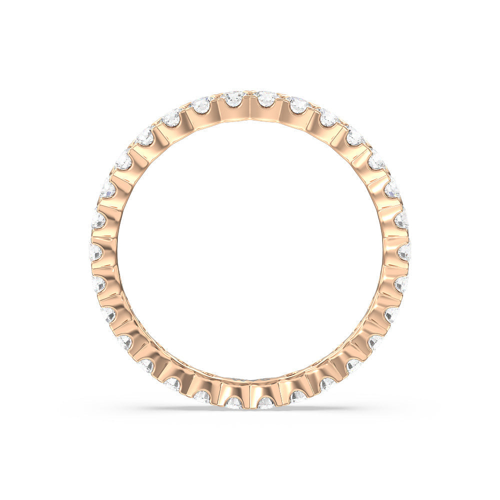Chevron Diamond Eternity Ring with 18KT Rose Gold / Natural / 1 Cut Diamond in 14KT Rose Gold / Natural / 1 view 2
