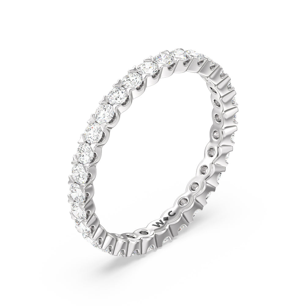 Chevron Diamond Eternity Ring with Platinum / Natural / 1 Cut Diamond in 14KT Platinum / Natural / 1 view 3
