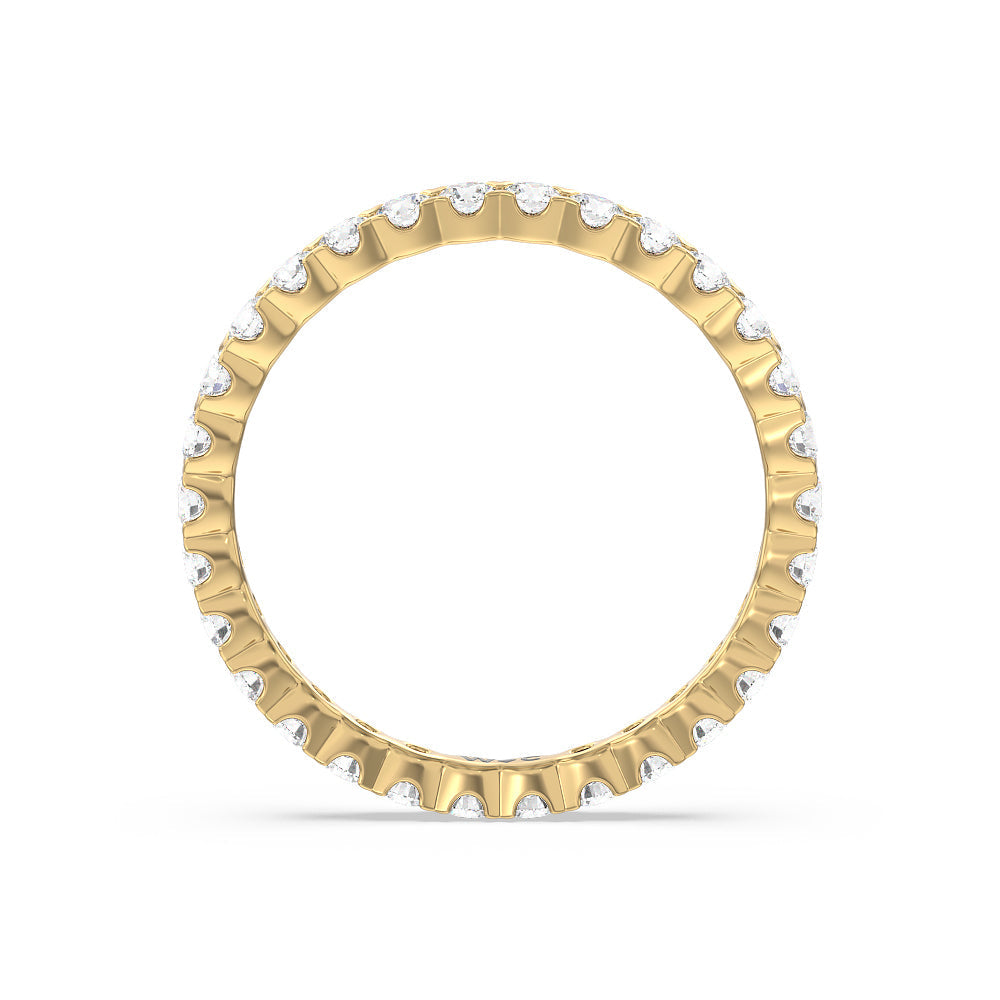 Chevron Diamond Eternity Ring with 18KT Yellow Gold / Natural / 1 Cut Diamond in 14KT Yellow Gold / Natural / 1 view 2
