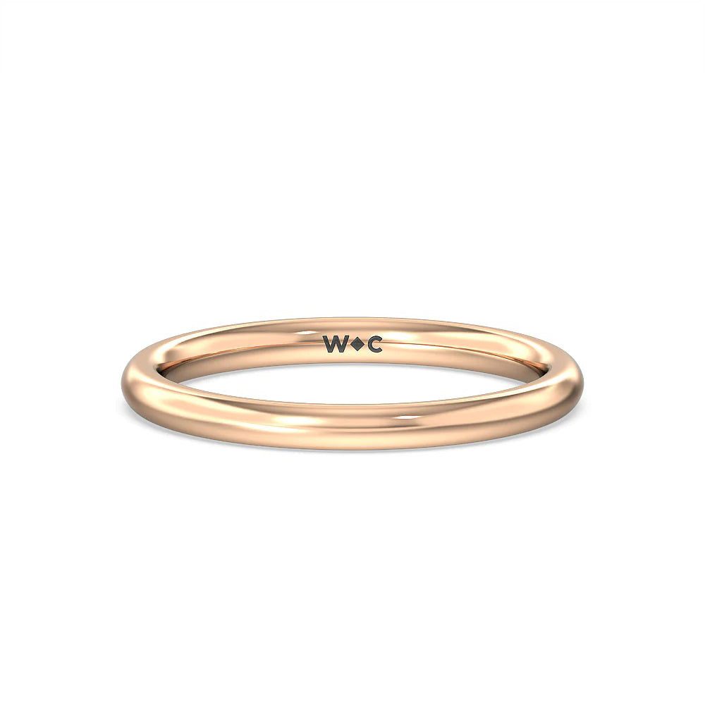 Classic Four Prong Petite Comfort Fit Solitaire Wedding Band with 18KT Rose Gold Cut Diamond in 14KT Rose Gold view 1
