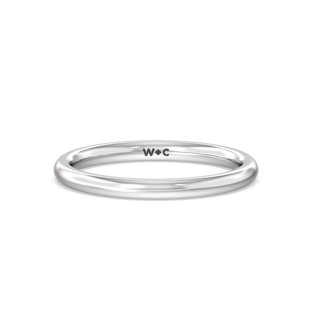 Classic Four Prong Petite Comfort Fit Solitaire Wedding Band with Platinum Cut Diamond in 14KT Platinum view 1
