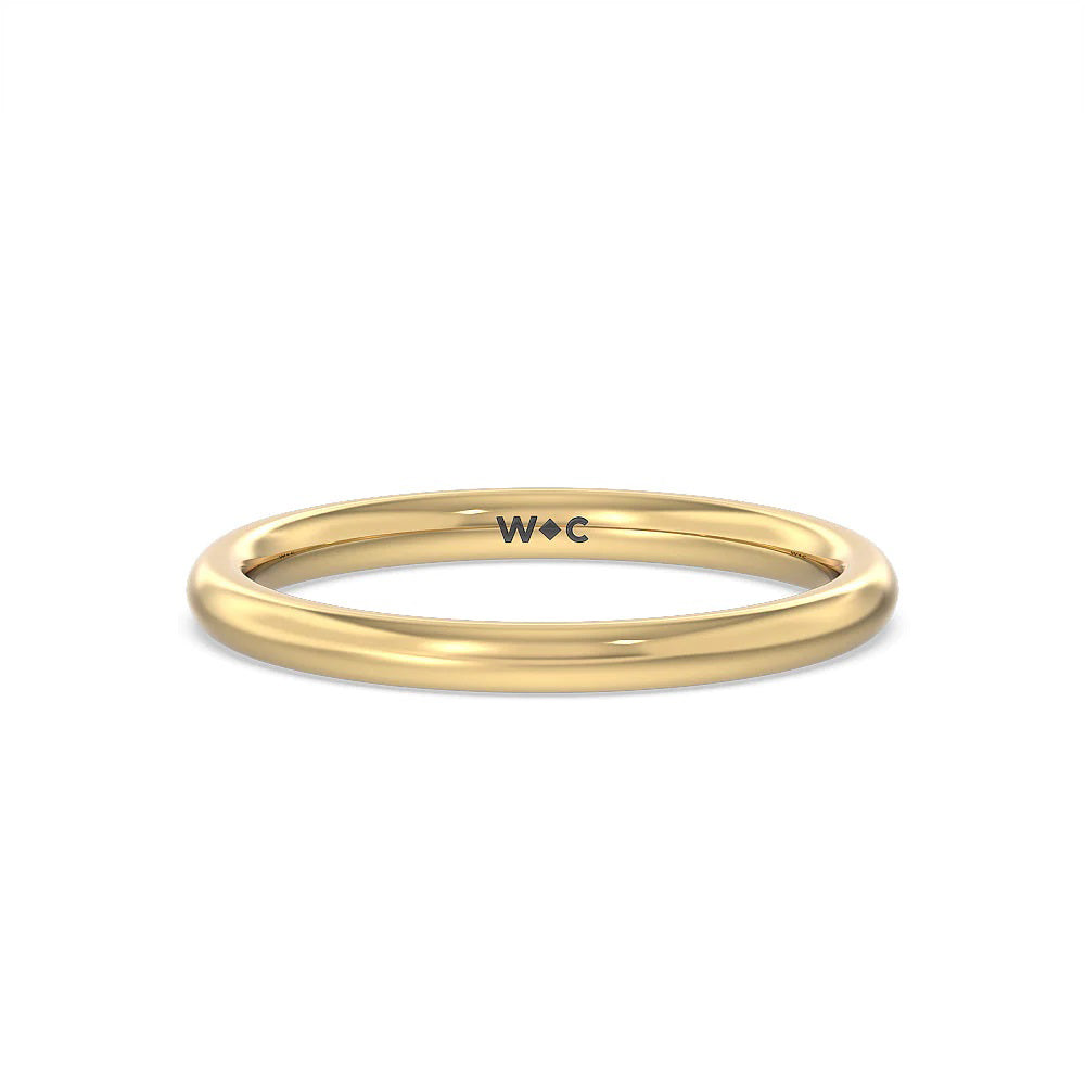 Classic Four Prong Petite Comfort Fit Solitaire Wedding Band with 18KT Yellow Gold Cut Diamond in 14KT Yellow Gold view 1
