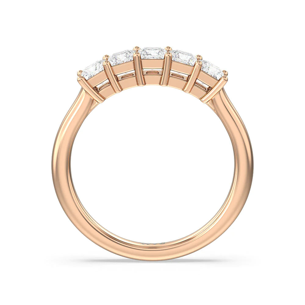 Five Stone Princess Cut Diamond Ring (E+ VS+) with 18KT Rose Gold / Lab / 1 Cut Diamond in 14KT Rose Gold / Lab / 1 view 2
