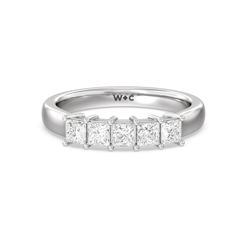 Five Stone Princess Cut Diamond Ring (E+ VS+) with Platinum / Lab / 1 Cut Diamond in 14KT Platinum / Lab / 1 view 1

