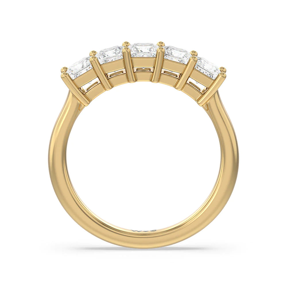Five Stone Princess Cut Diamond Ring (E+ VS+) with 18KT Yellow Gold / Lab / 1 1/2 Cut Diamond in 14KT Yellow Gold / Lab / 1 1/2 view 2
